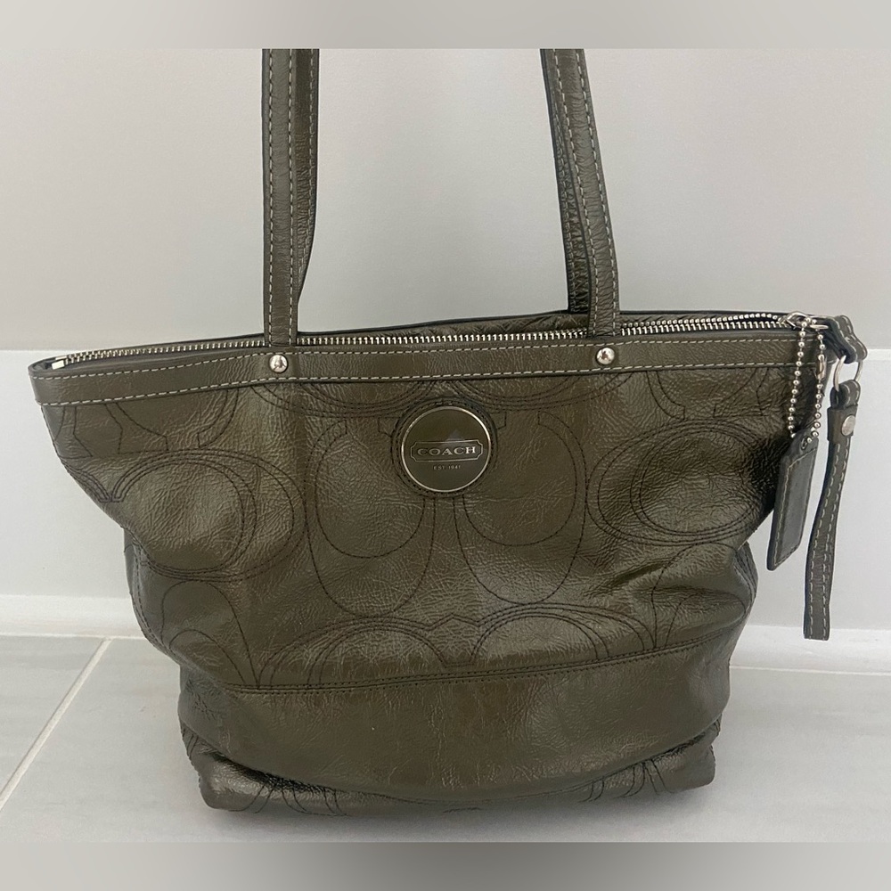 Olive Green Leather Coach purse